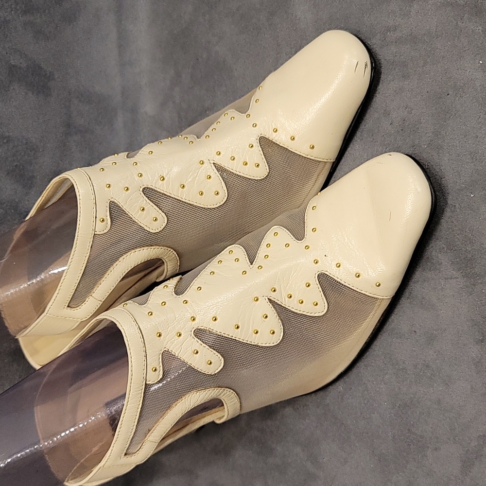 Stefani Collection Shoes Mesh Cream Studded 7